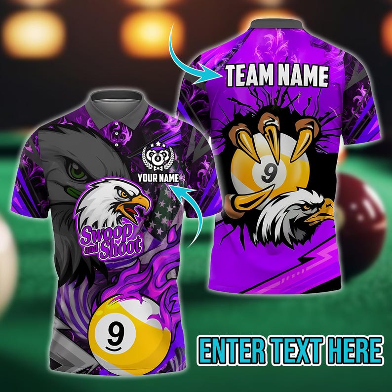 Billiard Eagle Claw 9 Ball Firestorm American Flag Multicolor Options Personalized Name, Team Name 3D Shirt, Gift For Dad, For Man.