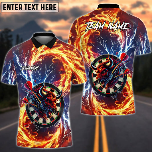 Darts Precision Aim Bullseye Fire And Thunder Personalized Name Shirt