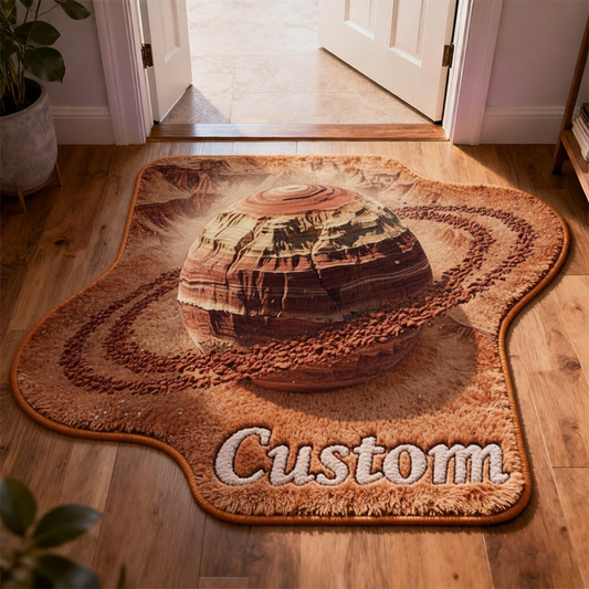 Desert Canyon Planet 3D Rug — Sandstone Rings — Personalized