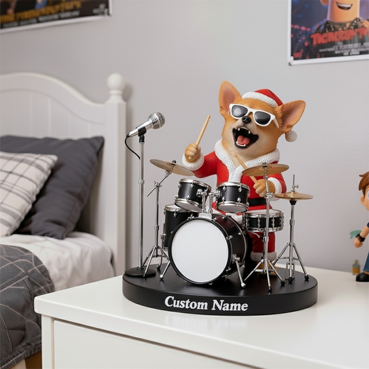 🐶 Custom Dog Drummer Figurine – Personalized Funny Animal Band Gift for Christmas 1