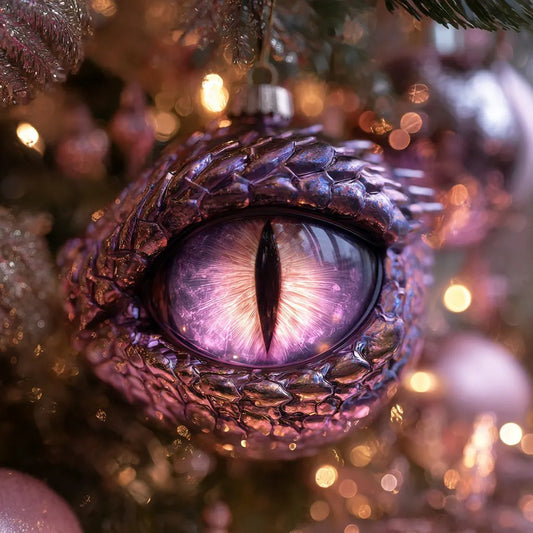 Amethyst Dragon Eye Ornament — Iridescent Purple Scales — Gothic Holiday Bauble