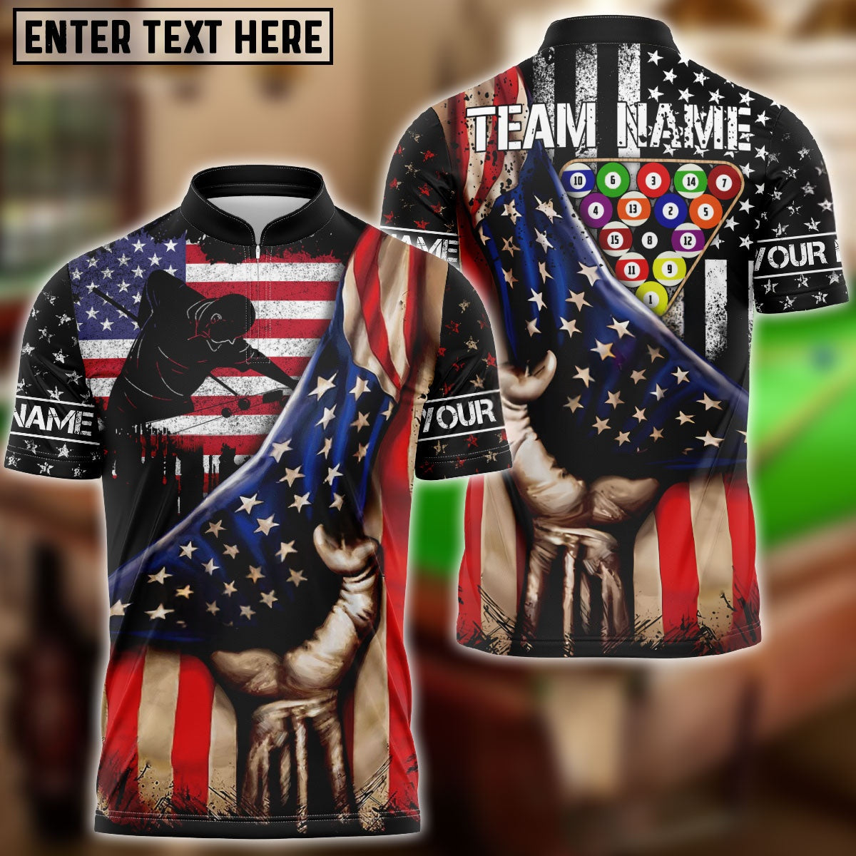Billiards American Flag 8 Ball Player Personalized Shirt