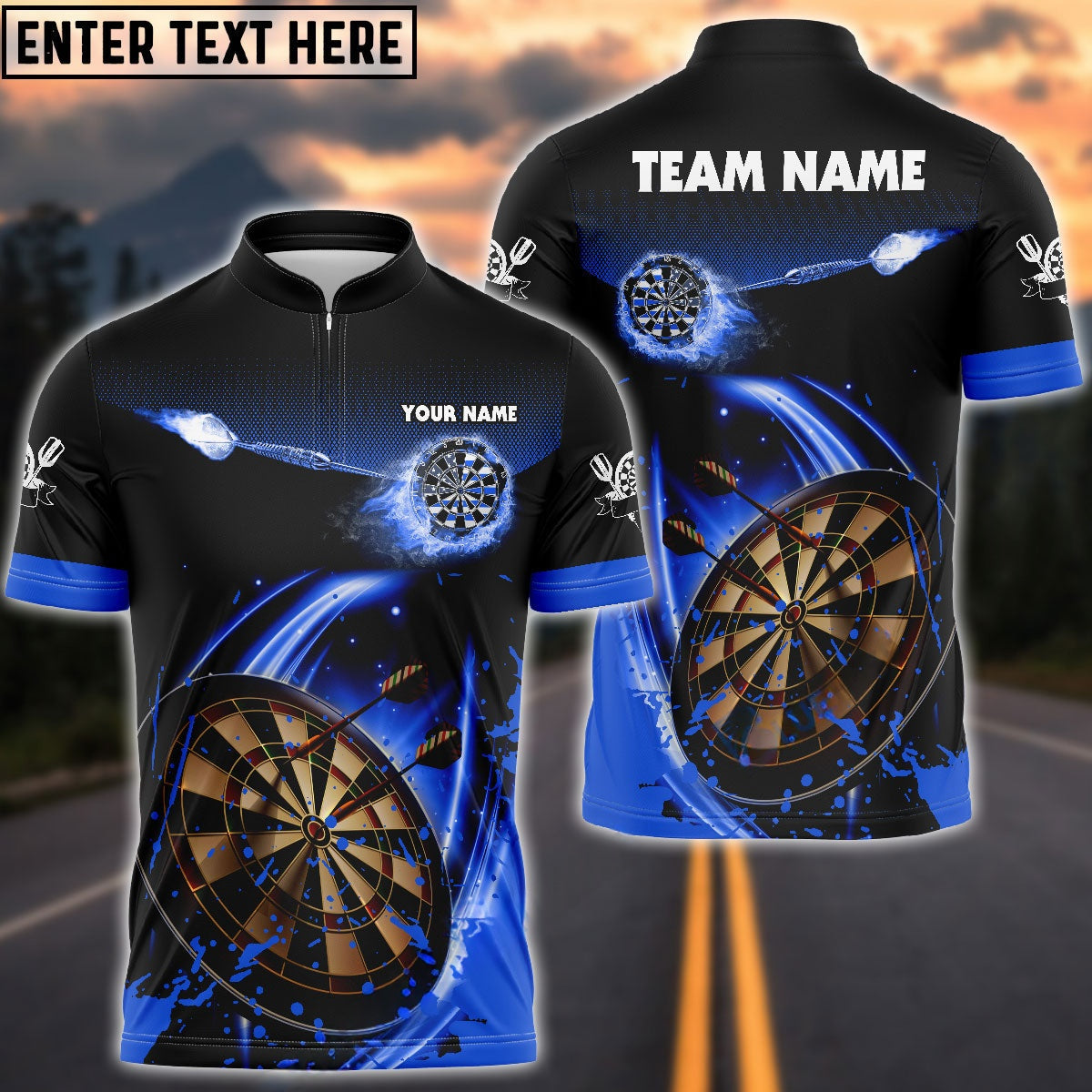 Blue Fire Darts Personalized Name, Team Name Shirt