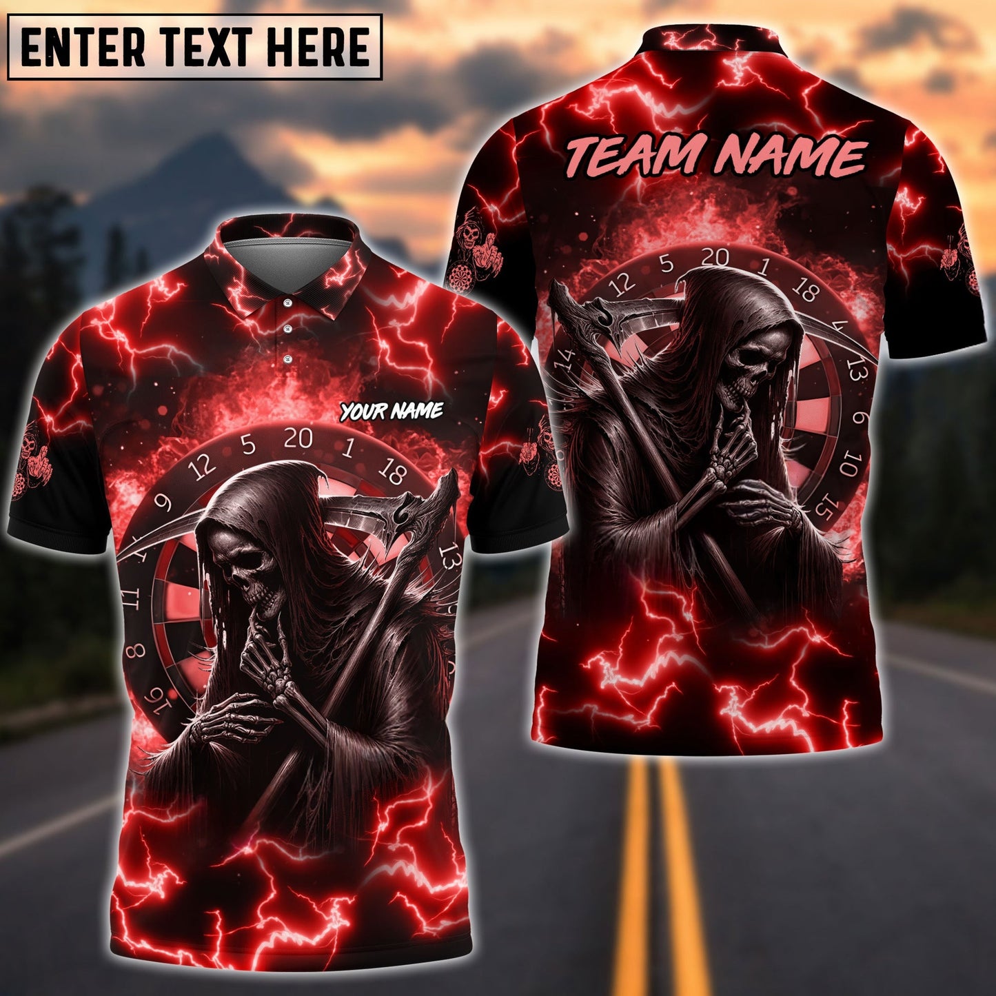 Darts Skull Fire Personalized Name, Team Name Shirt (5 Colors)