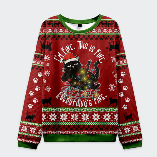 Cat Everything is fine Ugly Sweatshirt