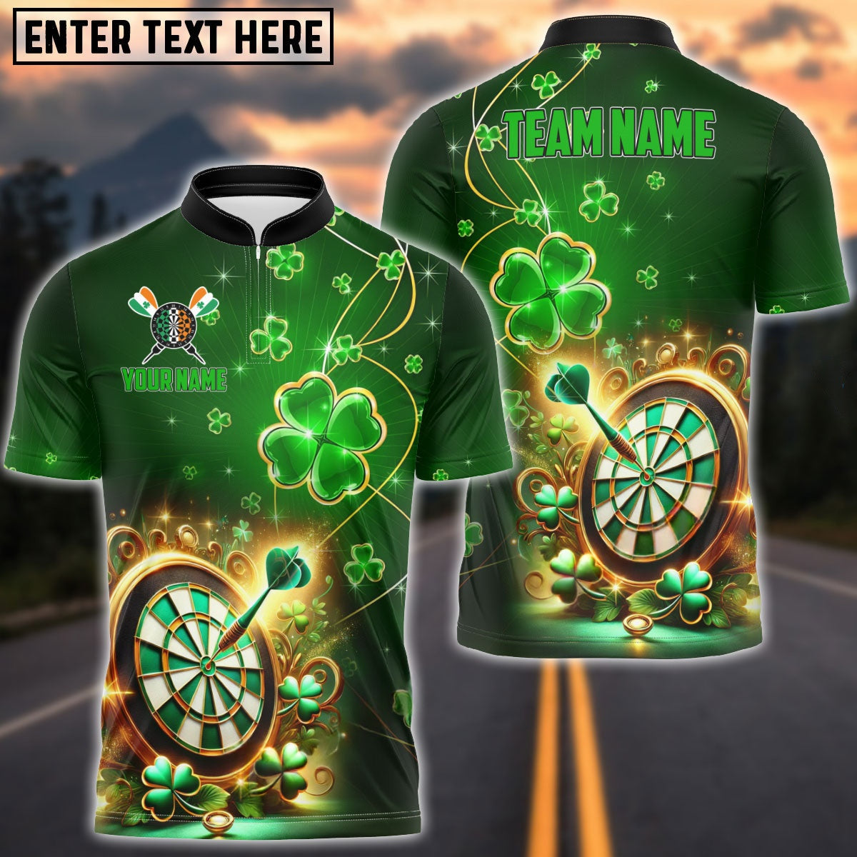 Darts Irish Lucky Dartboard Personalized Name, Team Name Shirt