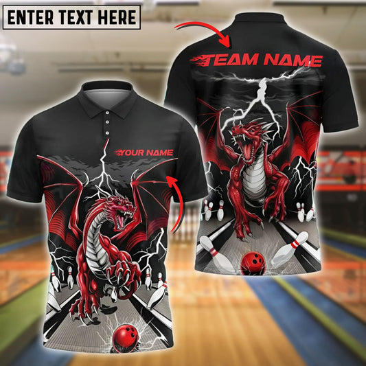 Bowling Lane Thunder Dragon Customized Name, Team Name 3D Shirt (4 Colors)