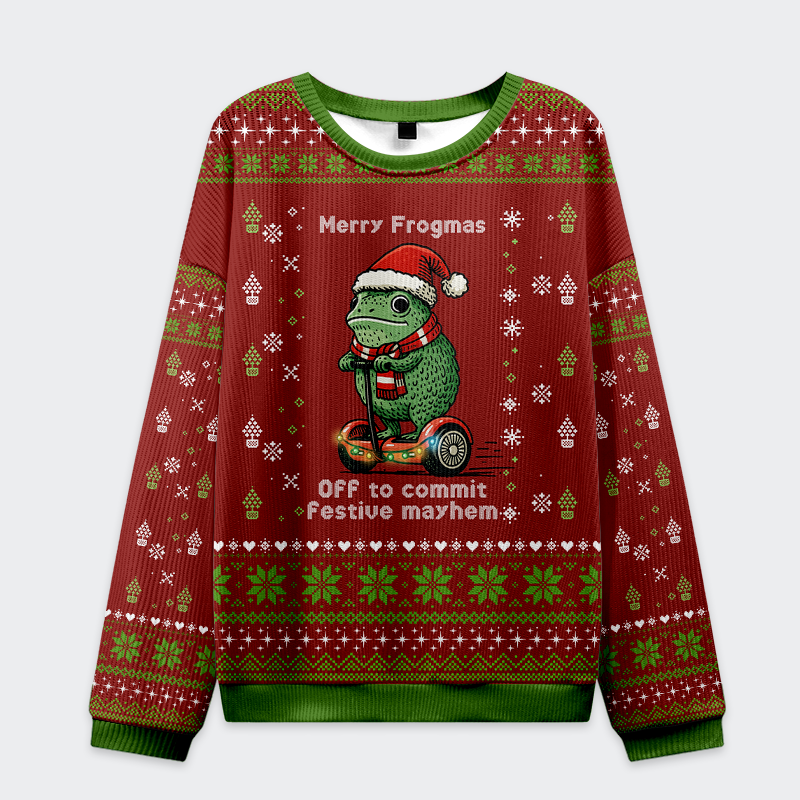 Off to Commit Frogmas Mayhem Christmas Ugly Sweatshirt