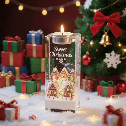 🍭 Sweet Christmas Candle – Gingerbread House Acrylic Light Decor