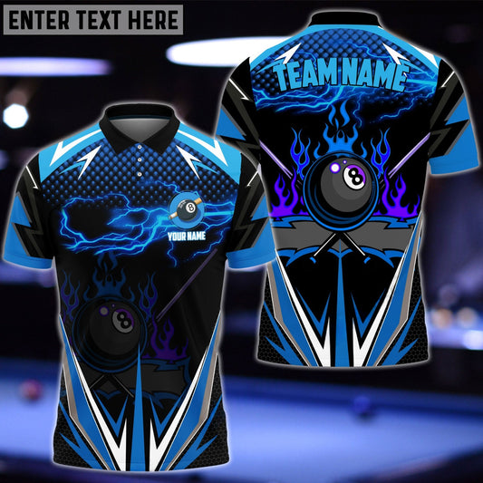 Billiards Blue Fire Personalized Name, Team Name Unisex Shirt