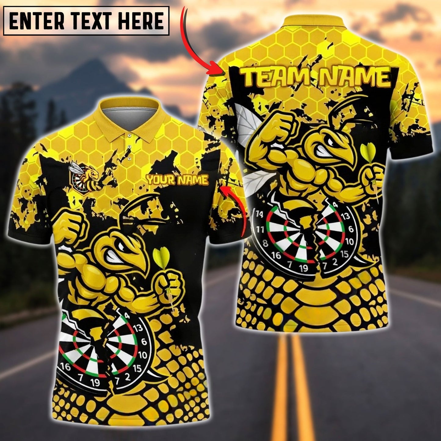 Darts Golden Hornet Cartoon Personalized Name Shirt