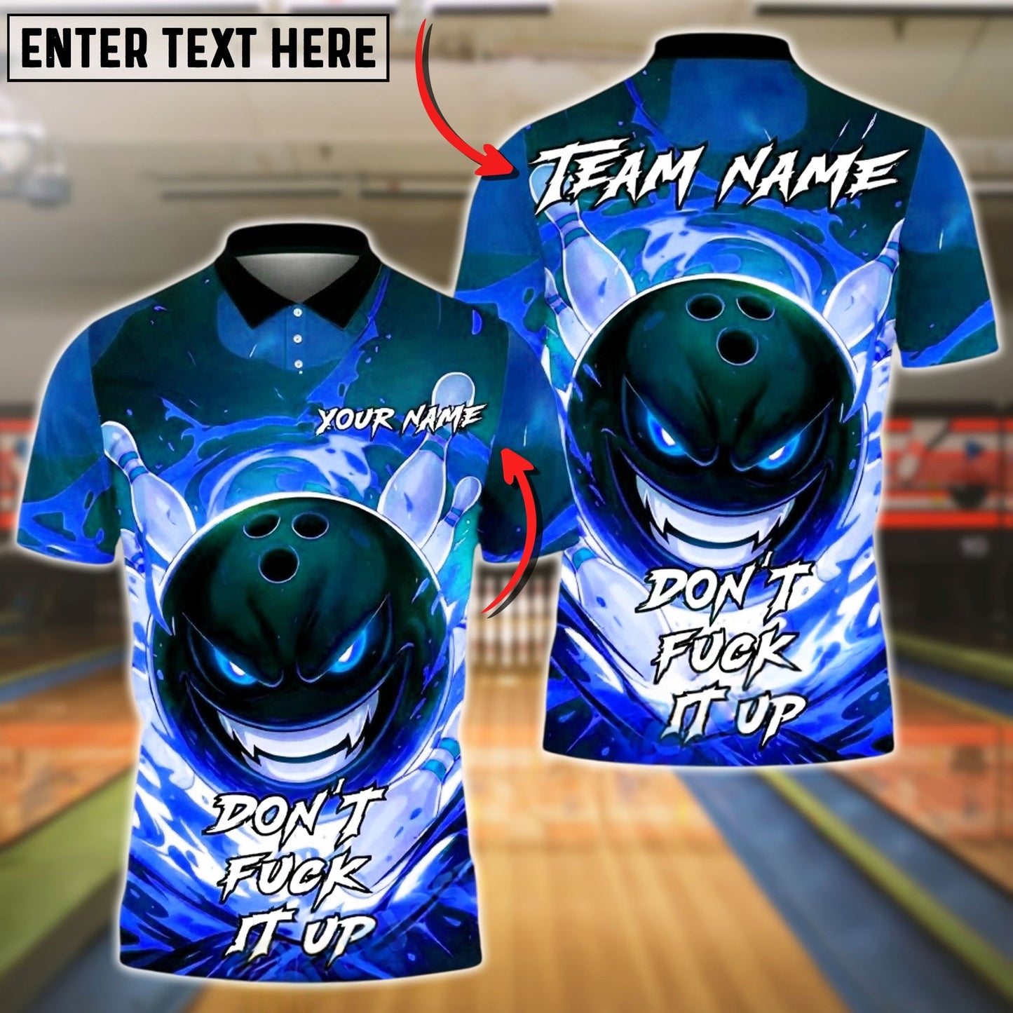 Bowling And Pins Angry Flame Customized Name, Team Name 3D Shirt (4 Colors)