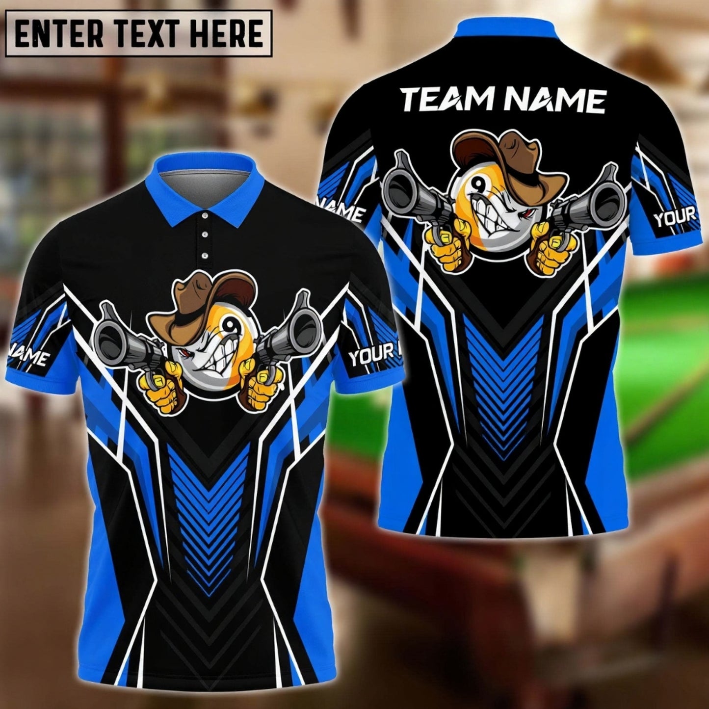 Billiards 9 Ball Cowboy Gunny Premium Personalized Name, Team Name Unisex Shirt