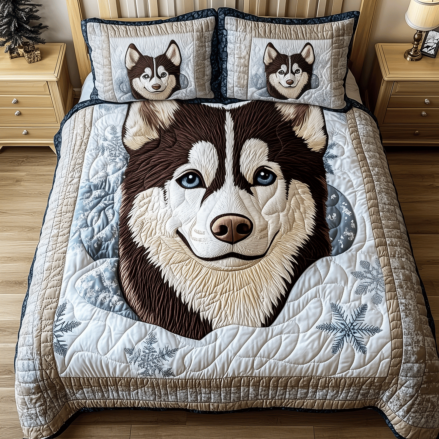 Arctic Husky Escape 3-Piece Quilted Bedding Set
