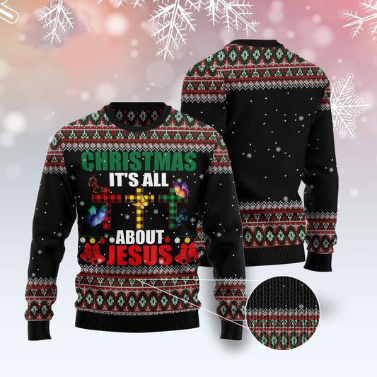Butterfly All About Jesus Ugly Christmas Sweater
