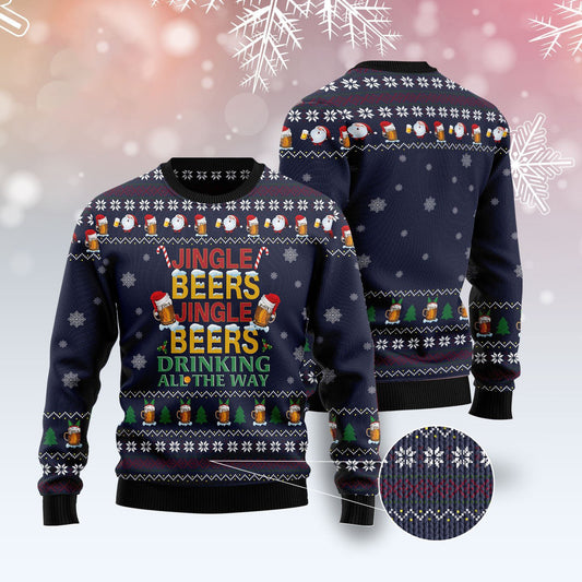 Drinking Beer All The Way Ugly Christmas Sweater