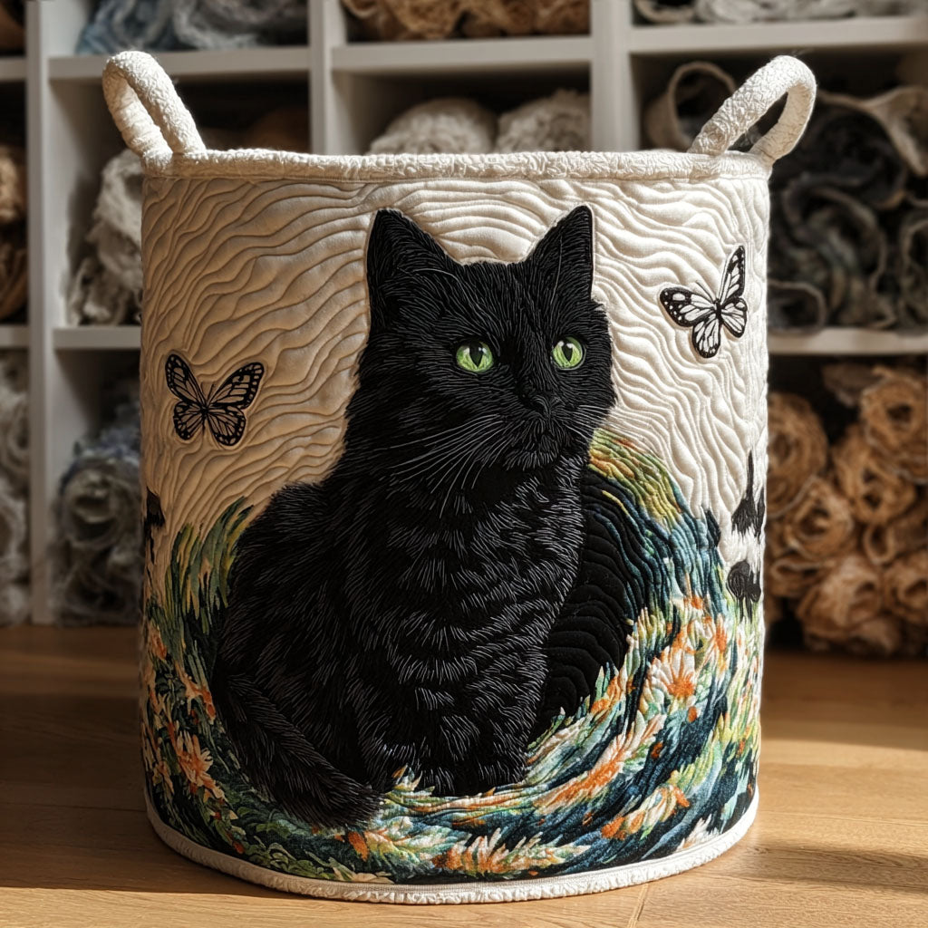 Elegant Paws Quilted Laundry Basket