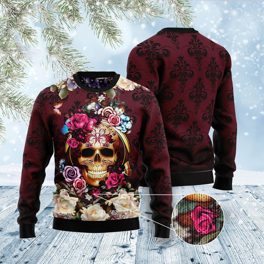 Flower Skull Ugly Christmas Sweater
