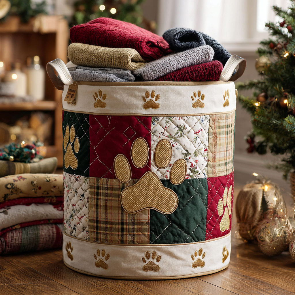 Gilded Paw Memories Quilted Laundry Basket