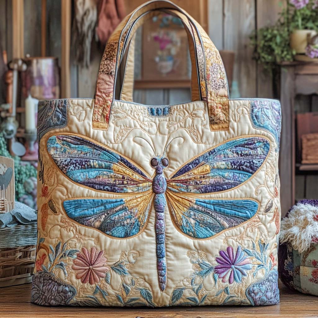 Golden Tranquility Quilted Tote Bag