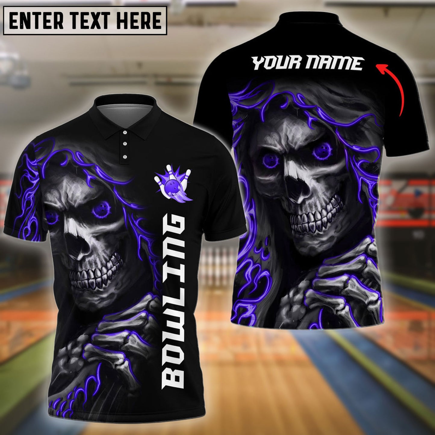 Bowling And Pins Reaper Customized Name 3D Shirt (4 Colors)