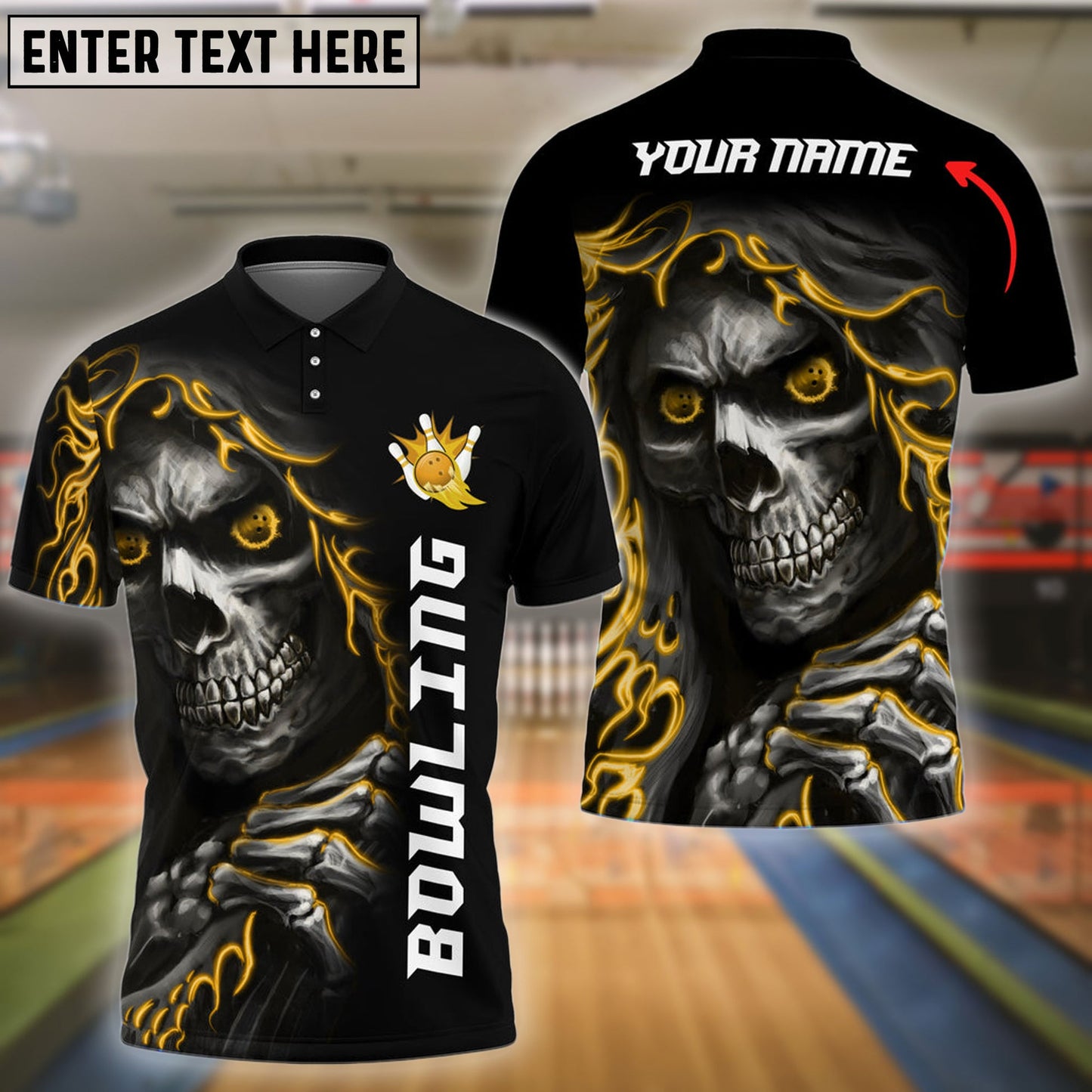 Bowling And Pins Reaper Customized Name 3D Shirt (4 Colors)