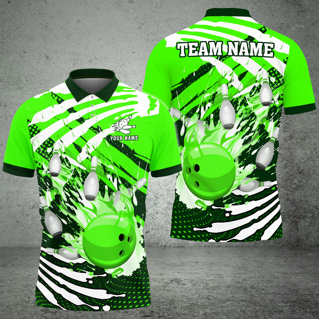 Bowling And Pins Skull Hand Pattern Customized Name 3D Shirt