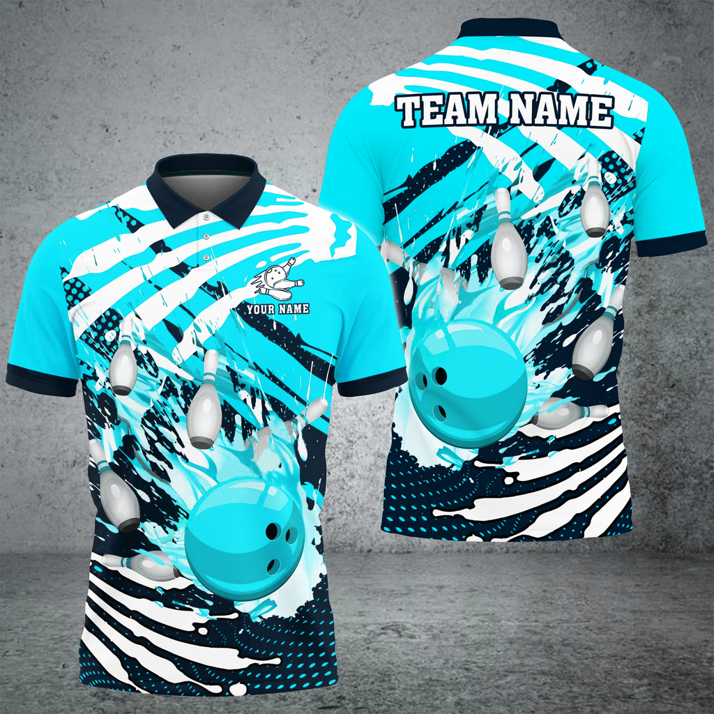 Bowling And Pins Skull Hand Pattern Customized Name 3D Shirt