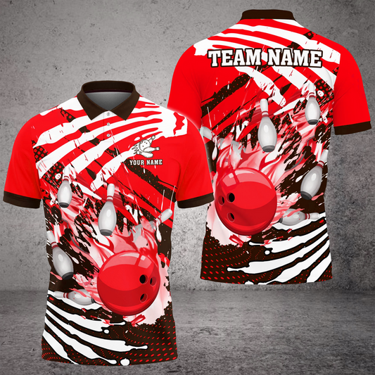 Bowling And Pins Skull Hand Pattern Customized Name 3D Shirt
