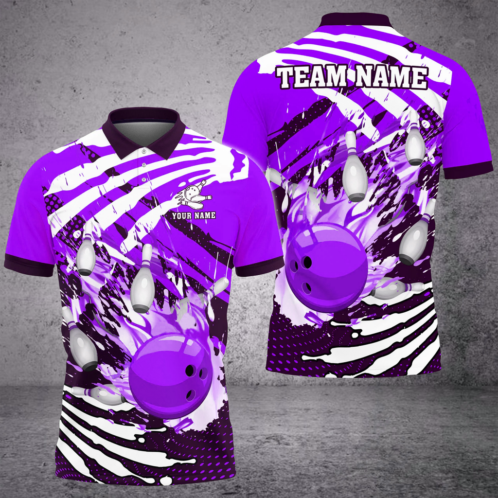 Bowling And Pins Skull Hand Pattern Customized Name 3D Shirt