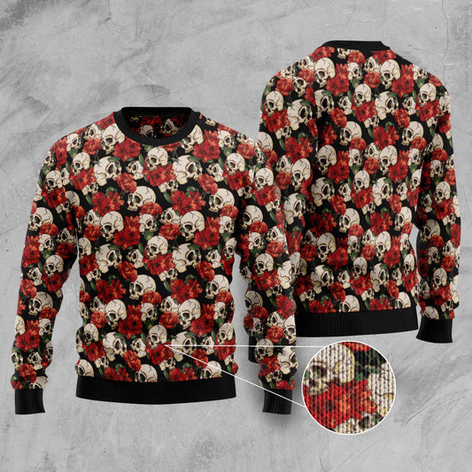 Floral Skull Ugly Christmas Sweater