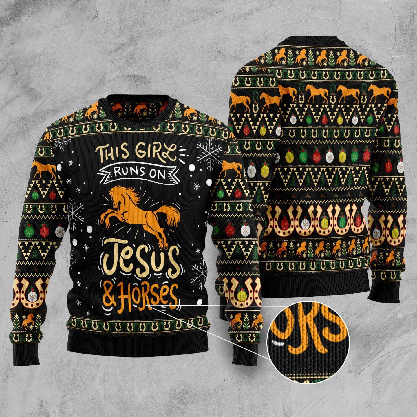 Girls run on jesus and horses Ugly Christmas Sweater