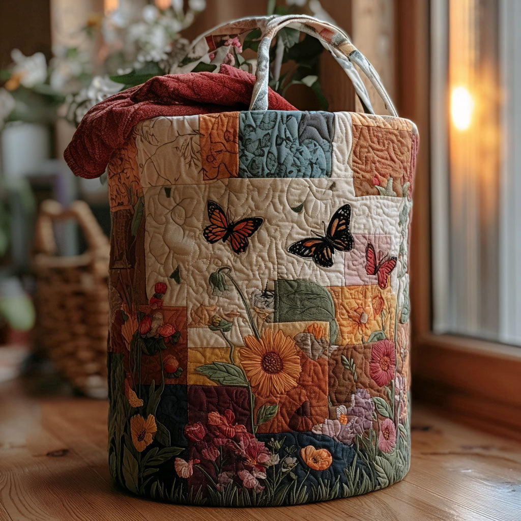 Lazy Garden Quilted Laundry Basket