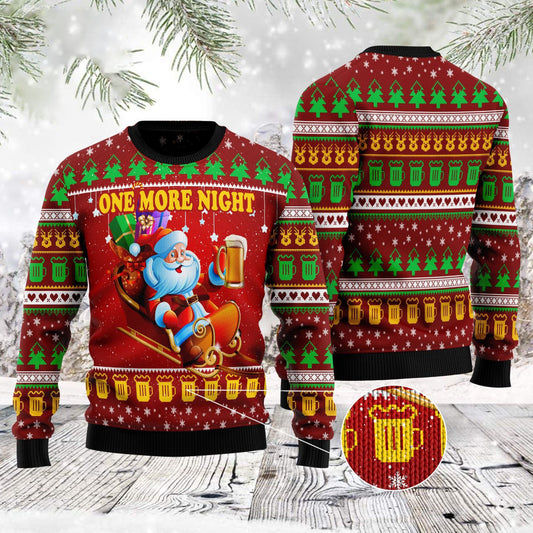 One More Night Beer Ugly Christmas Sweater