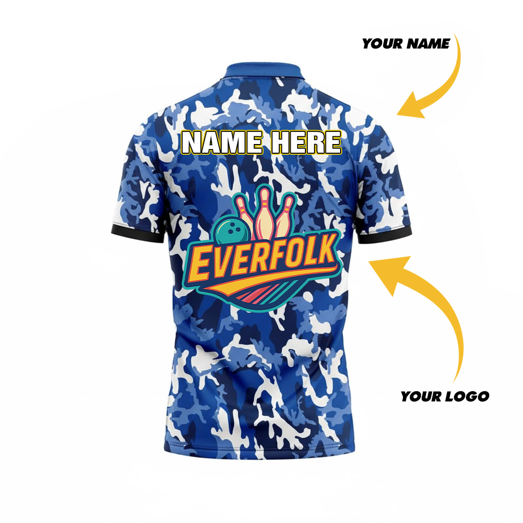 Custom Logo And Name Blue Camo Jersey