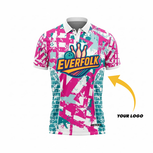 Custom Logo And Name White Aqua Pink Jersey