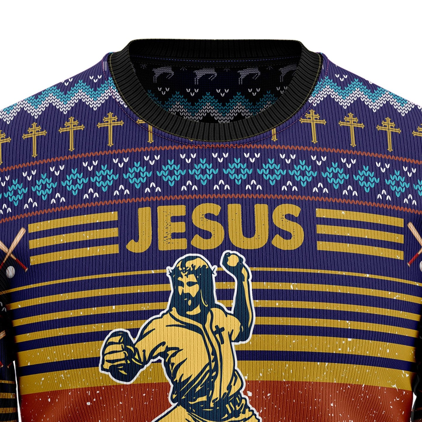 Baseball Jesus Save Ugly Christmas Sweater