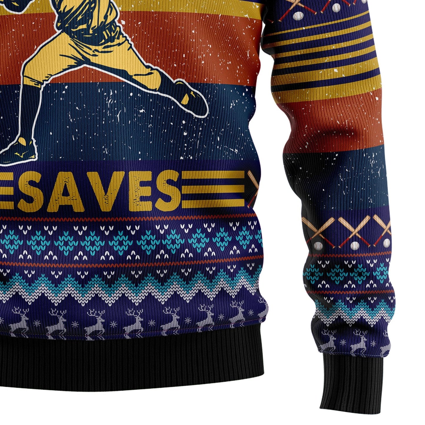 Baseball Jesus Save Ugly Christmas Sweater