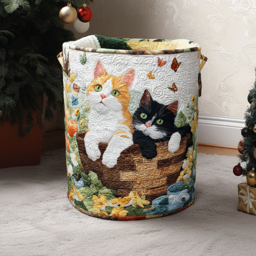 Springtime Paws Quilted Laundry Basket