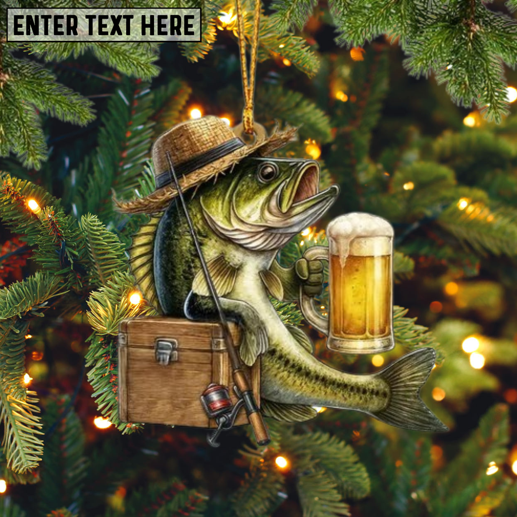 Custom Name Fishing Santa Ornament, Unique Christmas Fishing Gift