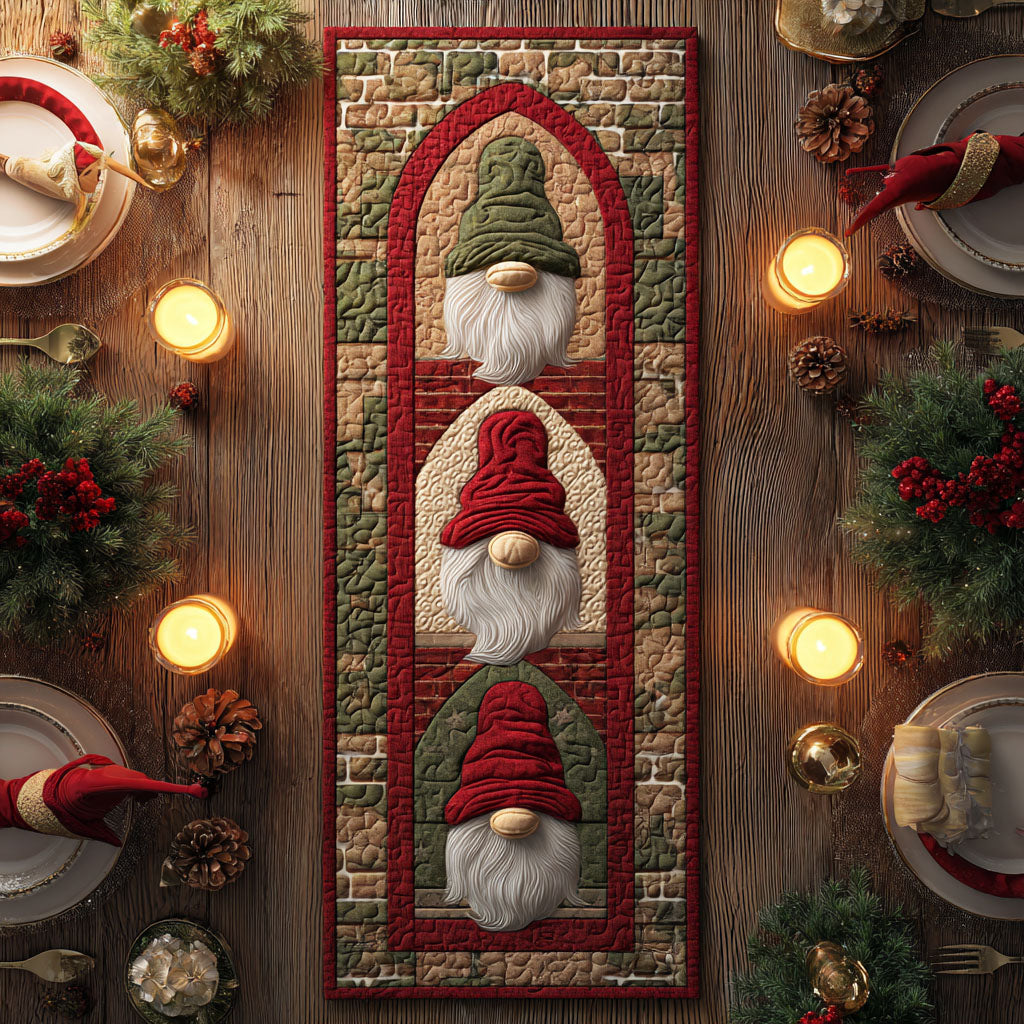 Triple Gnome Quilted Table Runner