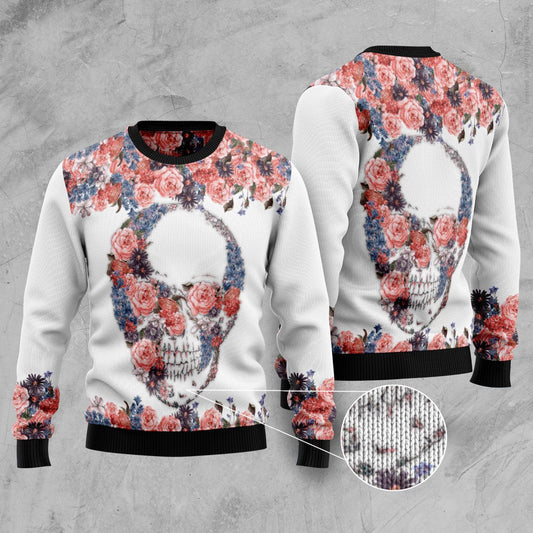 Skull Flowers Ugly Christmas Sweater