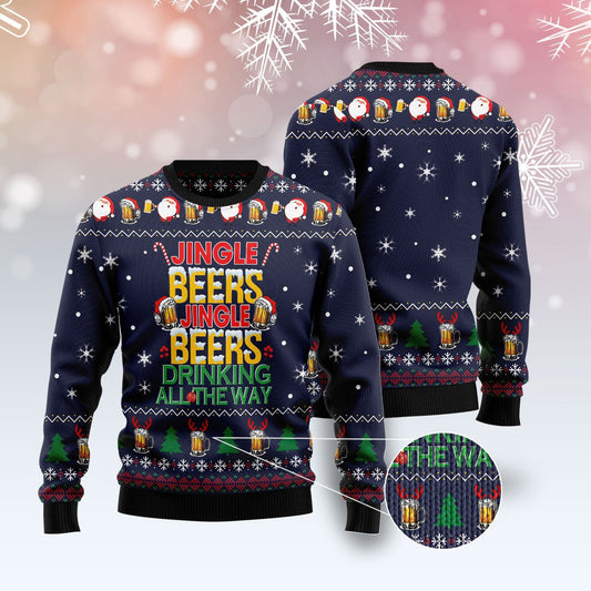 Jingle Beers Drinking All The Ways Ugly Christmas Sweater