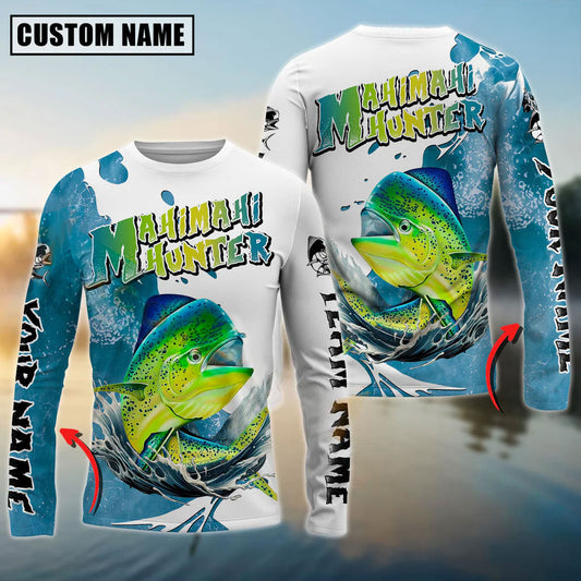 Mahi Mahi Hunter Fishing Graphic Splash Effect Custom Name & Team Name 3D Shirts