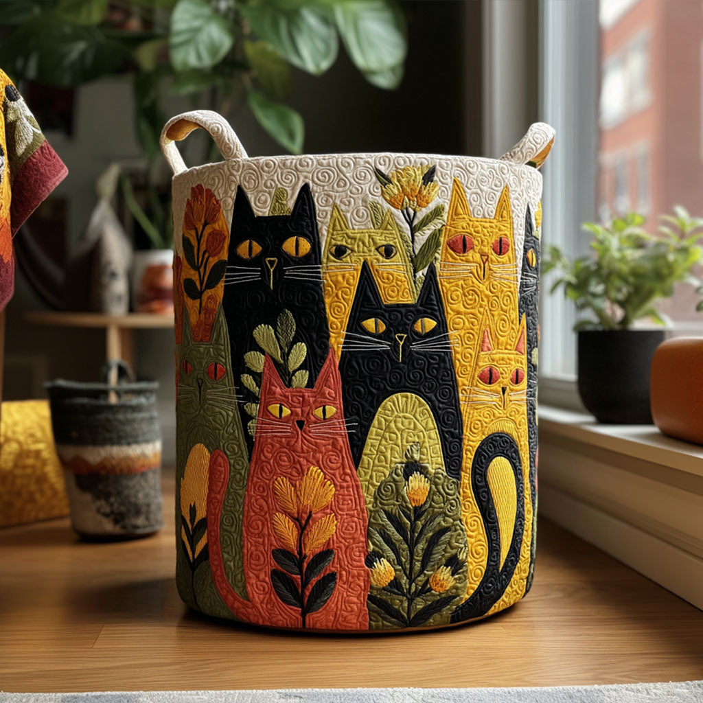 Whisker Patch Quilted Laundry Basket