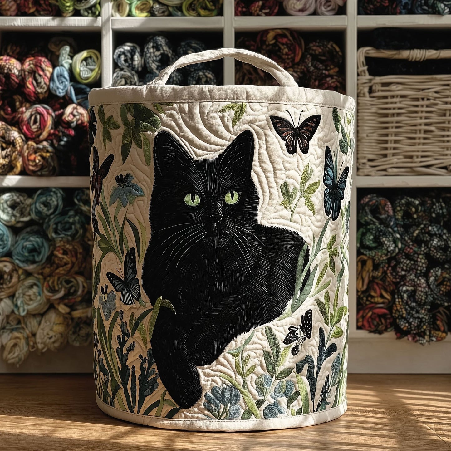 Wild Purrs Quilted Laundry Basket