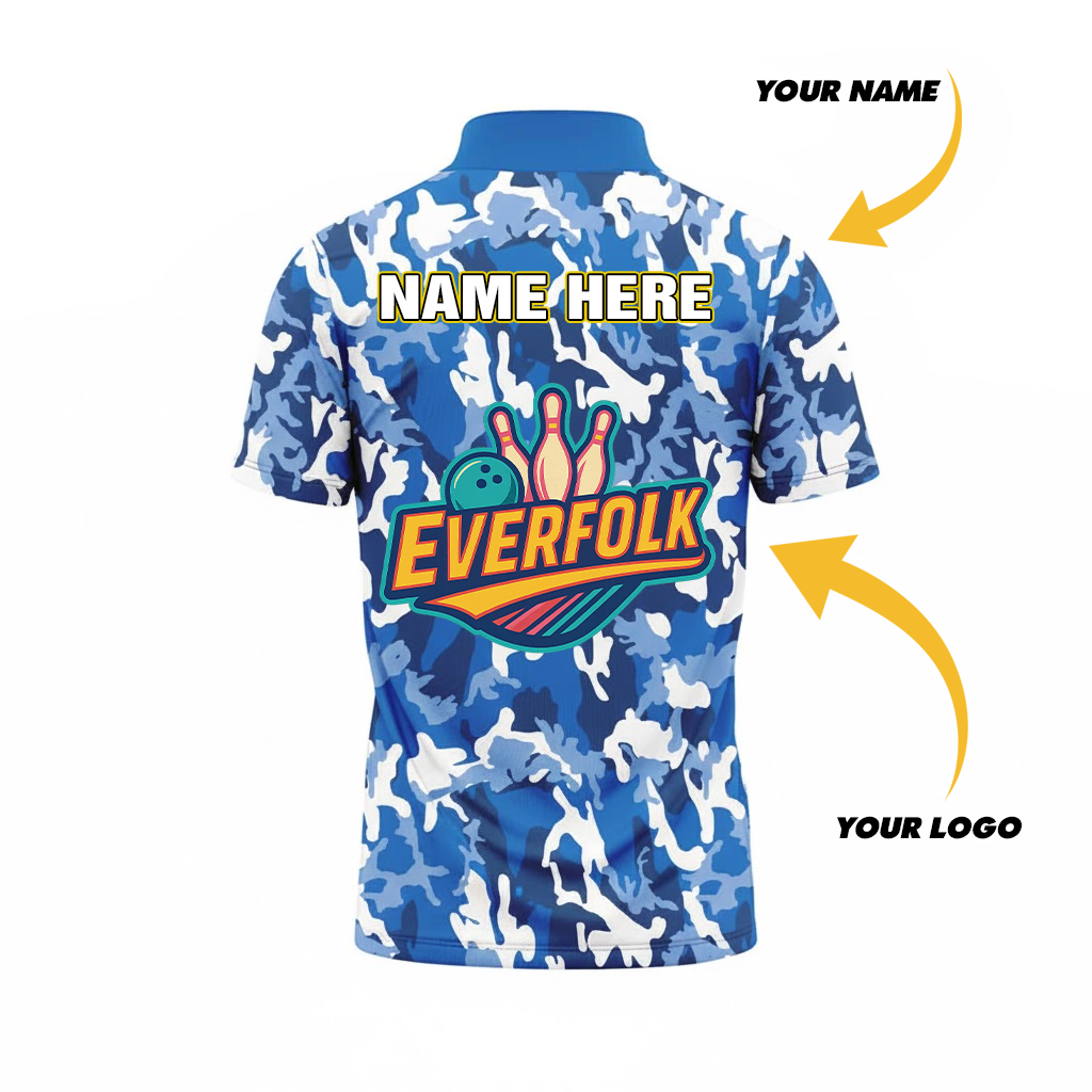 Custom Logo And Name Blue Camo Jersey