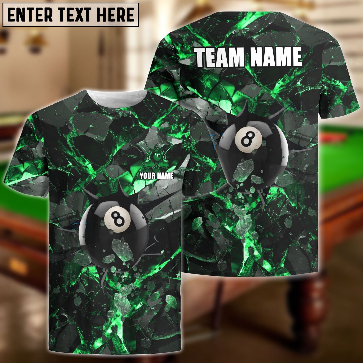 Billiards Ball 8 Dark Green Material Personalized Shirt