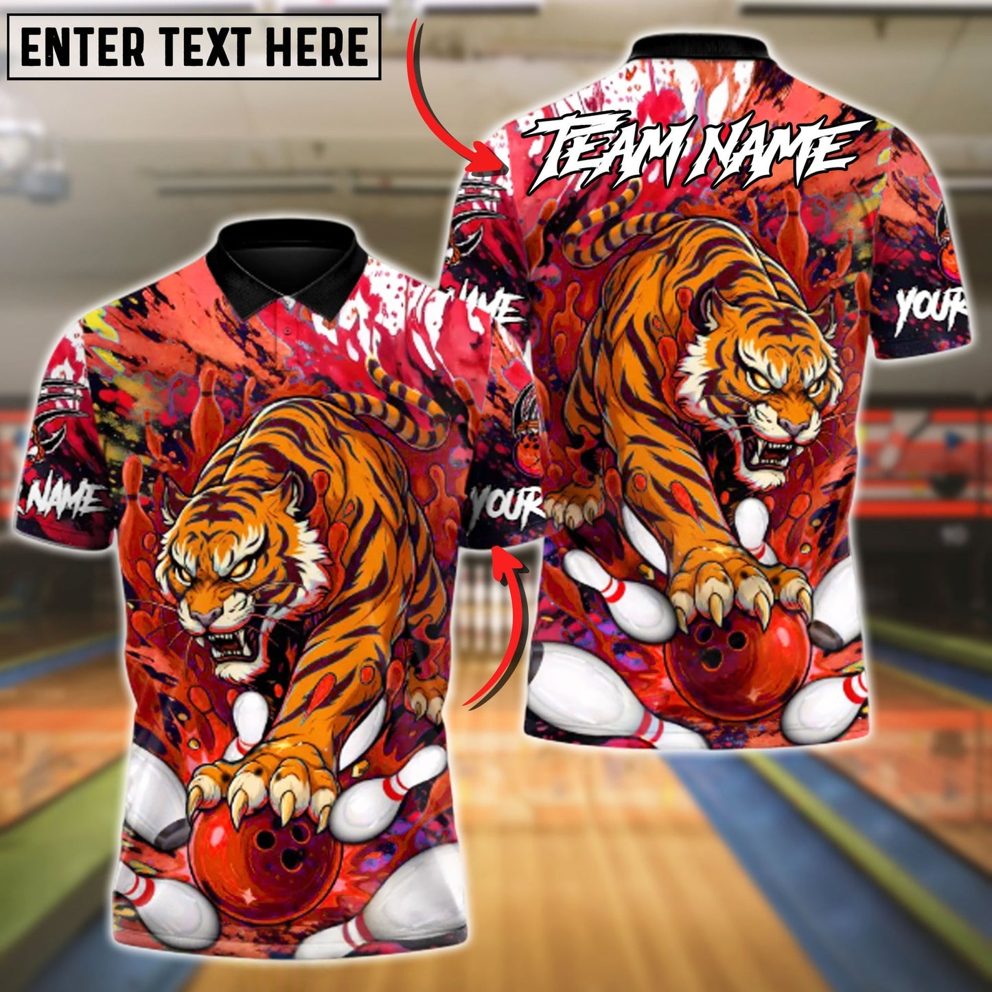 Bowling And Pins Wild Strike Customized Name, Team Name 3D Shirt (4 Colors)