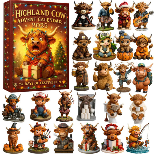 🐮Highland Cow Advent Calendar 2025🎄 - Handmade 3D Highland Cow Doll (24 pieces)